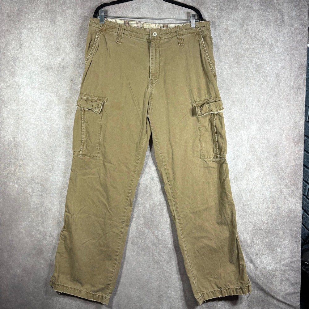 BKE Cargo Pants Mens 36 Timber Collegiate Cargo Distressed Herringbone Brown